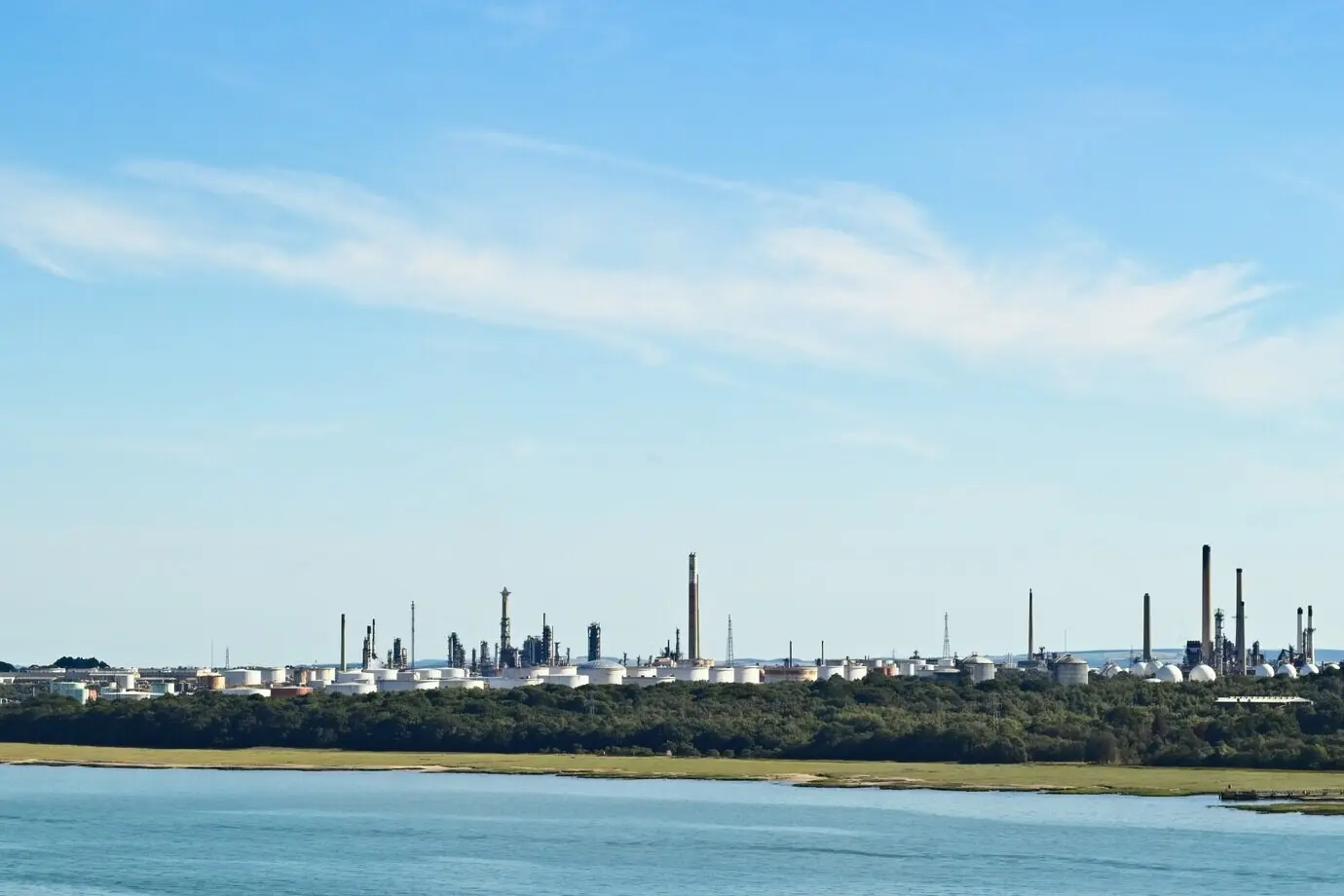 An industrial oil-refining plant located near Southampton, England.